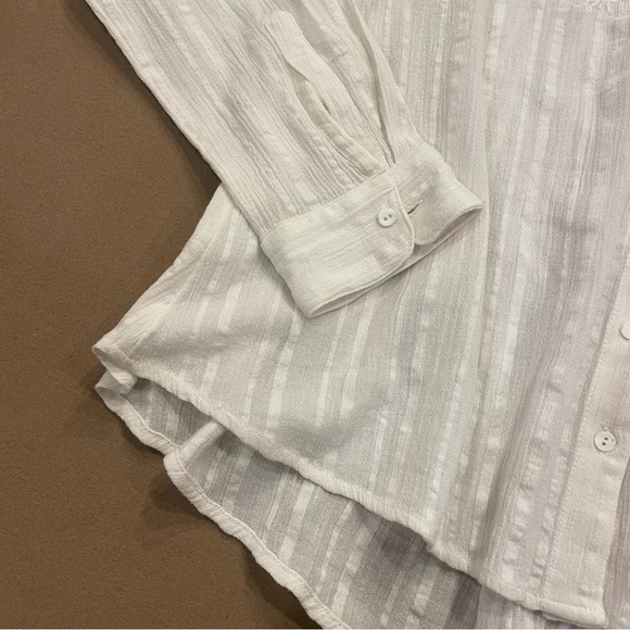 Free People Carter Dobby Embroidered/ Lace Button Down Top Size Large New W Tag - Picture 2 of 11